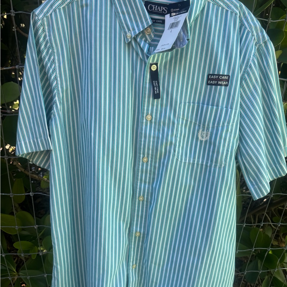 Chaps Blue and White Striped Men's Shirt